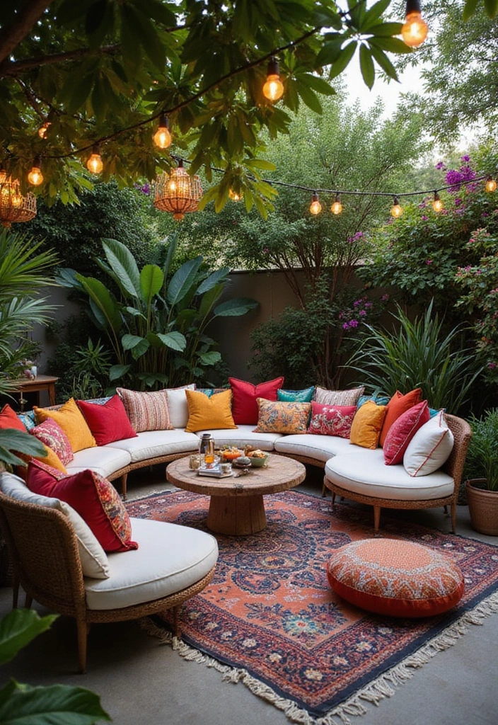19 Enchanting Round Garden Retreat Ideas to Create Your Own Slice of Heaven! - 12. Bohemian Round Outdoor Lounge