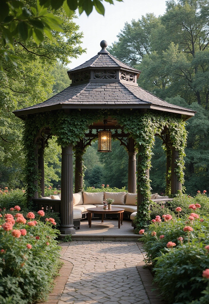 19 Enchanting Round Garden Retreat Ideas to Create Your Own Slice of Heaven! - 13. Elegant Round Gazebo Retreat