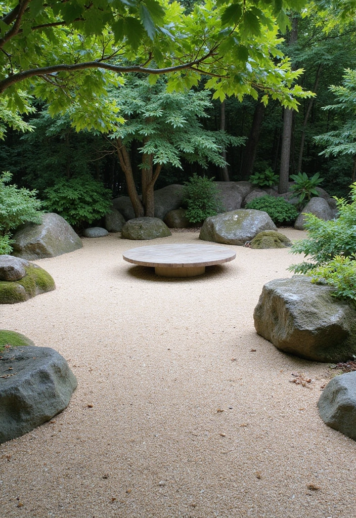 19 Enchanting Round Garden Retreat Ideas to Create Your Own Slice of Heaven! - 3. Serene Zen Garden Oasis