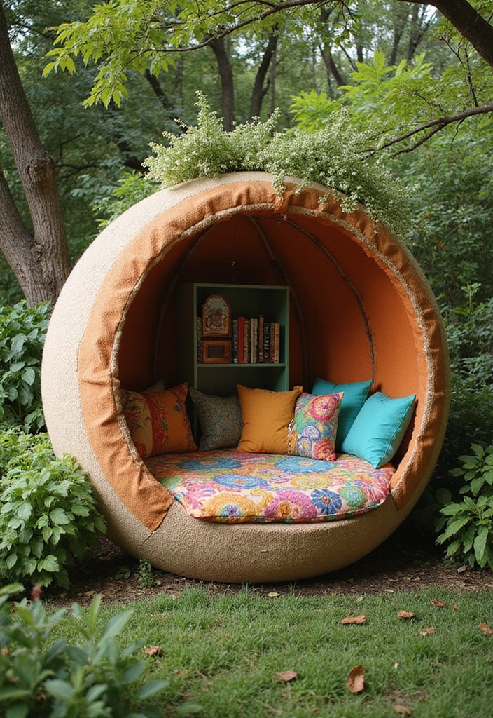 19 Enchanting Round Garden Retreat Ideas to Create Your Own Slice of Heaven! - 5. Whimsical Round Reading Nook