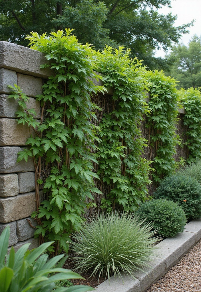 19 Gabion Fencing Ideas That Will Add Style and Privacy to Your Yard (Don’t Miss #2!) - 10. Gabion Fence with Climbing Plants
