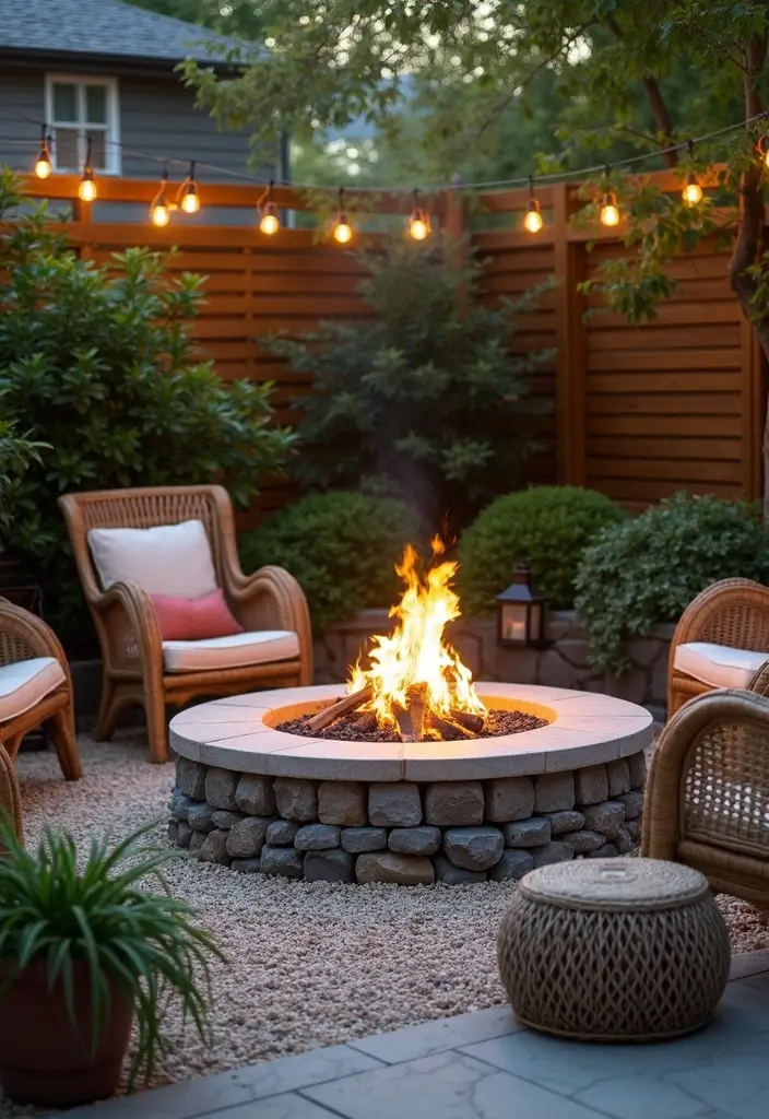 19 Gabion Fencing Ideas That Will Add Style and Privacy to Your Yard (Don’t Miss #2!) - 15. Gabion Fencing with Fire Pit