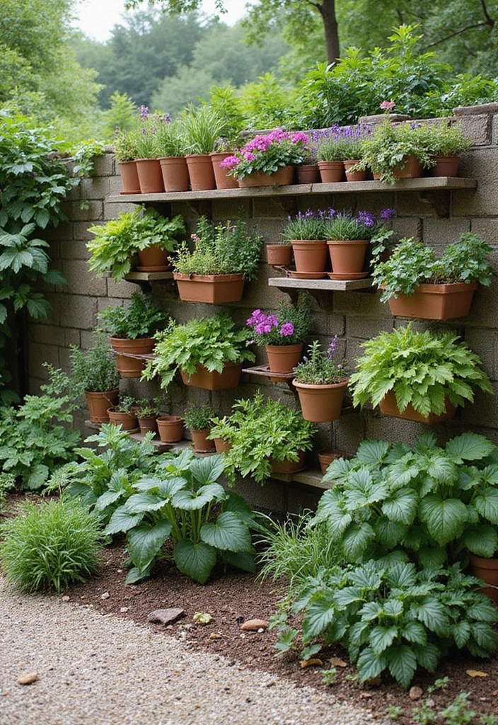 19 Gabion Fencing Ideas That Will Add Style and Privacy to Your Yard (Don’t Miss #2!) - 17. Gabion Fencing with Plant Shelves