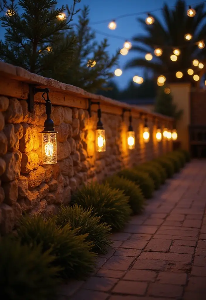 19 Gabion Fencing Ideas That Will Add Style and Privacy to Your Yard (Don’t Miss #2!) - 4. Gabion Fence with Decorative Lighting