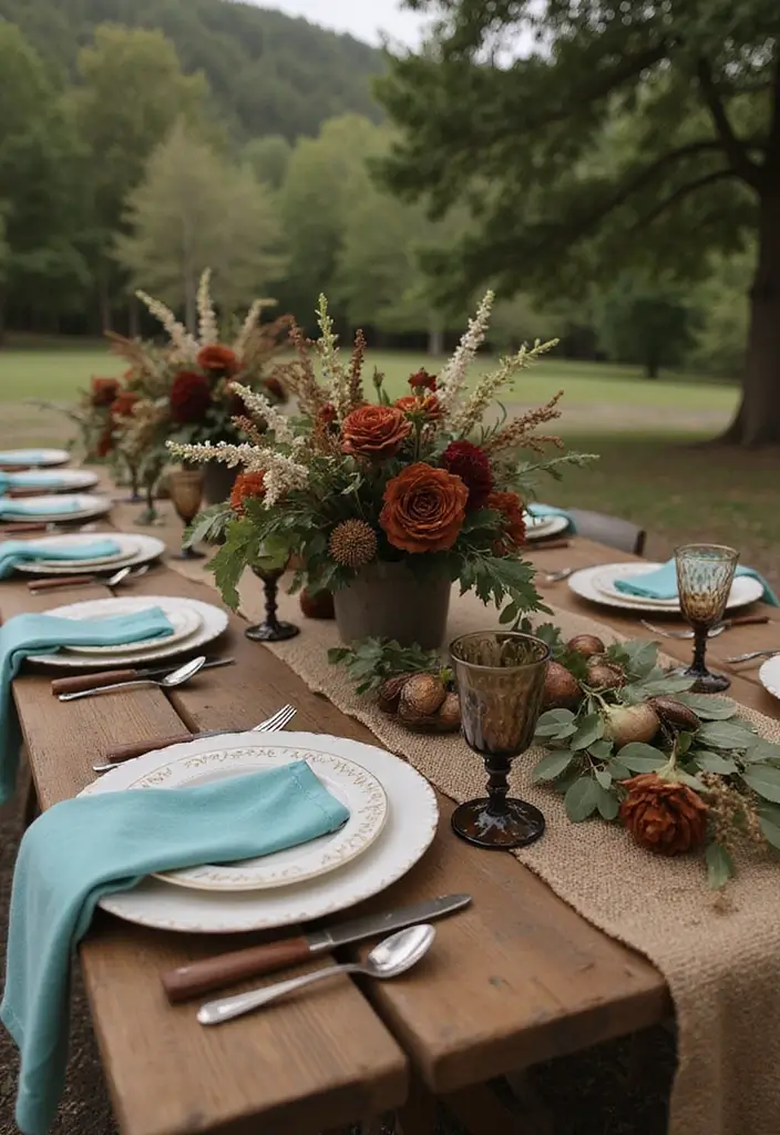 19 Gorgeous Wedding Color Schemes That Will Elevate Your Teal Theme (Don’t Miss #11!) - 12. Chocolate Brown and Teal: Earthy Warmth