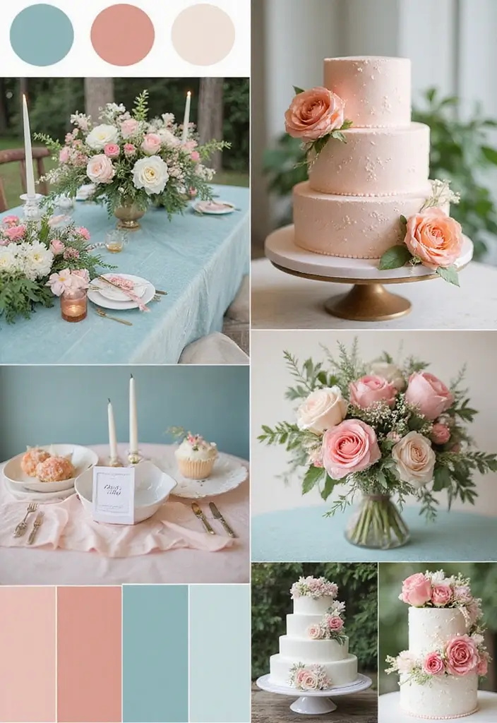 19 Gorgeous Wedding Color Schemes That Will Elevate Your Teal Theme (Don’t Miss #11!) - 2. Blush and Teal: Soft Elegance