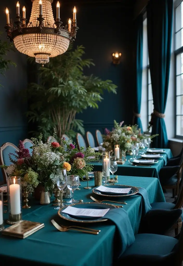 19 Gorgeous Wedding Color Schemes That Will Elevate Your Teal Theme (Don’t Miss #11!) - 3. Navy and Teal: Deep and Dramatic