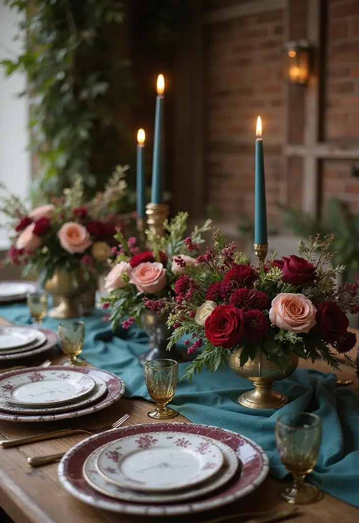 19 Gorgeous Wedding Color Schemes That Will Elevate Your Teal Theme (Don’t Miss #11!) - 9. Burgundy and Teal: Rich and Romantic