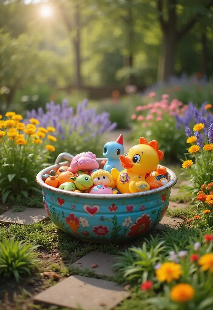 19 Outdoor Toy Storage Solutions That'll Keep Your Yard Clutter-Free (Wait Until You See #5!) - 11. Decorative Garden Tubs