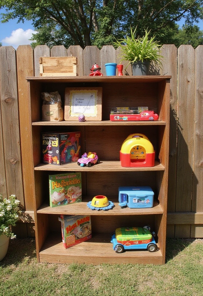 19 Outdoor Toy Storage Solutions That'll Keep Your Yard Clutter-Free (Wait Until You See #5!) - 15. Shelf Organizer for the Yard
