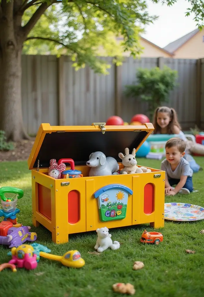 19 Outdoor Toy Storage Solutions That'll Keep Your Yard Clutter-Free (Wait Until You See #5!) - 19. Fun Toy Storage Trunks
