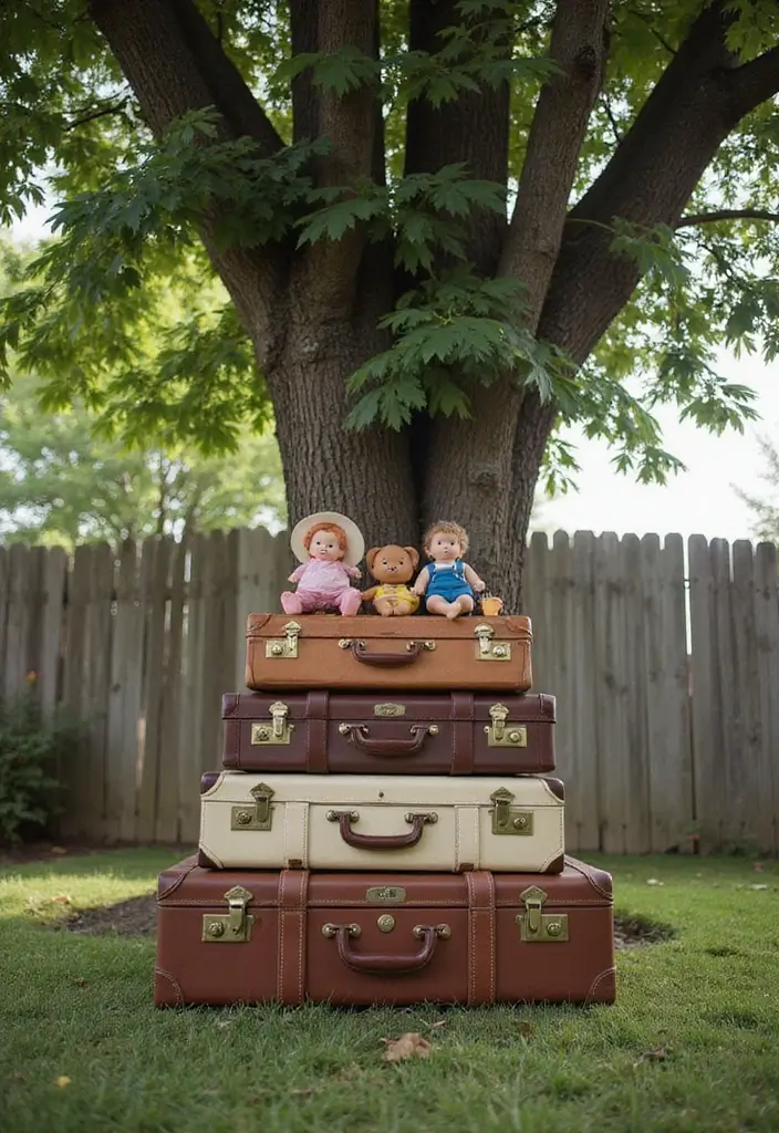 19 Outdoor Toy Storage Solutions That'll Keep Your Yard Clutter-Free (Wait Until You See #5!) - 7. Vintage Suitcase Storage