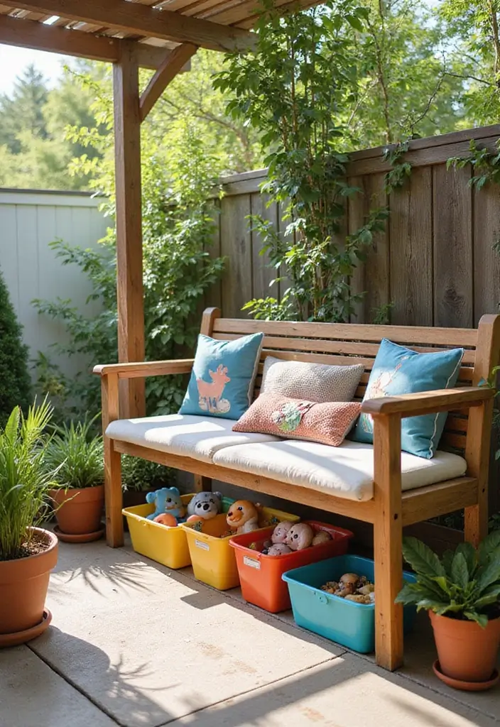 19 Outdoor Toy Storage Solutions That'll Keep Your Yard Clutter-Free (Wait Until You See #5!) - 8. Under-Bench Storage