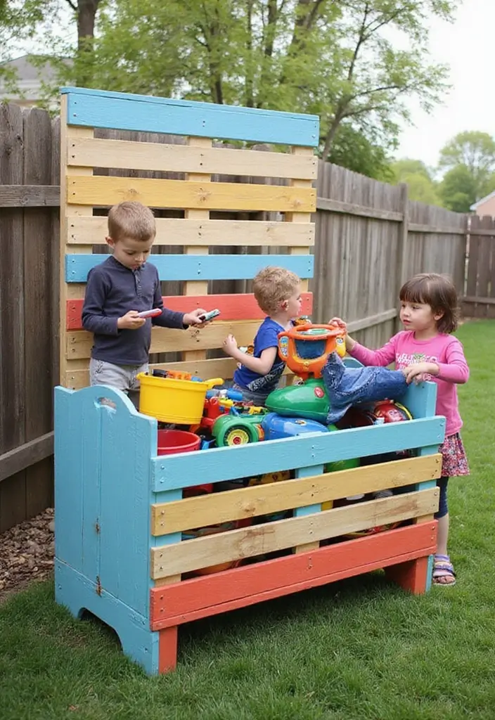 19 Outdoor Toy Storage Solutions That'll Keep Your Yard Clutter-Free (Wait Until You See #5!) - 9. DIY Pallet Toy Storage