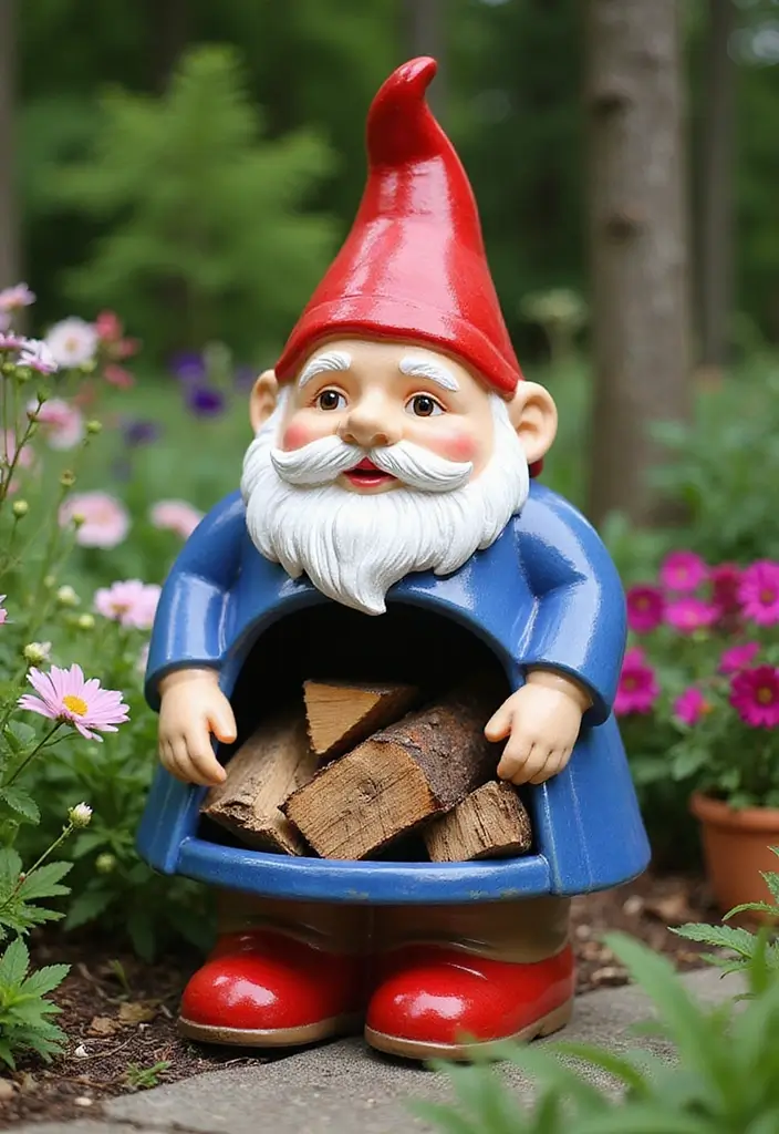 19 Stylish Firewood Storage Ideas That'll Keep Your Yard Looking Sharp (You'll Love #5!) - 10. Firewood Storage Gnomes