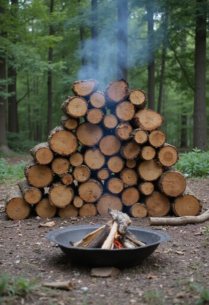 19 Stylish Firewood Storage Ideas That'll Keep Your Yard Looking Sharp (You'll Love #5!) - 17. Natural Log Piles