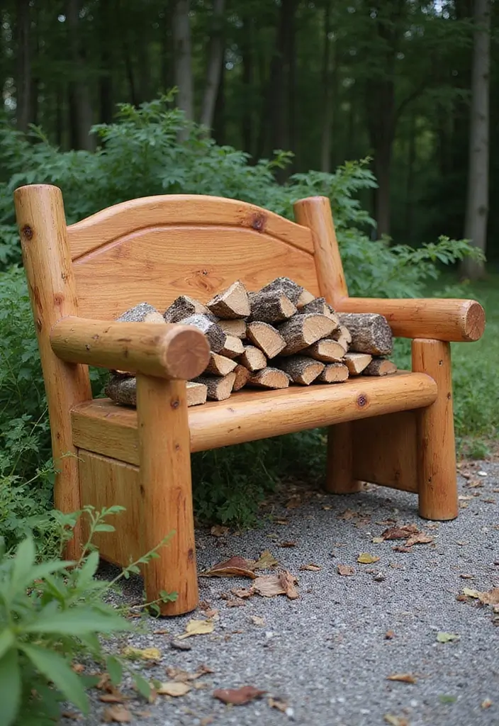19 Stylish Firewood Storage Ideas That'll Keep Your Yard Looking Sharp (You'll Love #5!) - 5. Chic Cedar Log Benches
