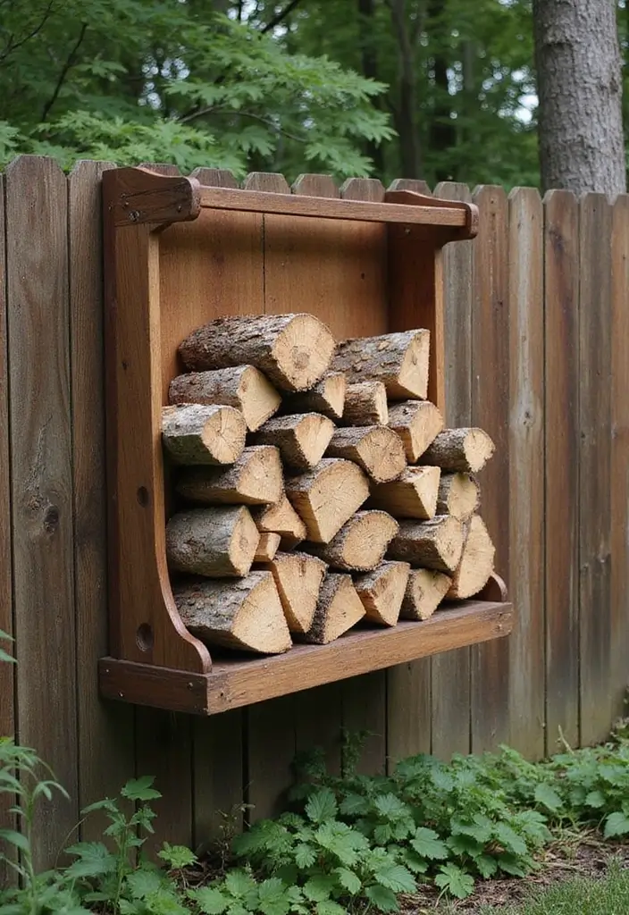 19 Stylish Firewood Storage Ideas That'll Keep Your Yard Looking Sharp (You'll Love #5!) - 7. Stylish Wall-Mounted Holders