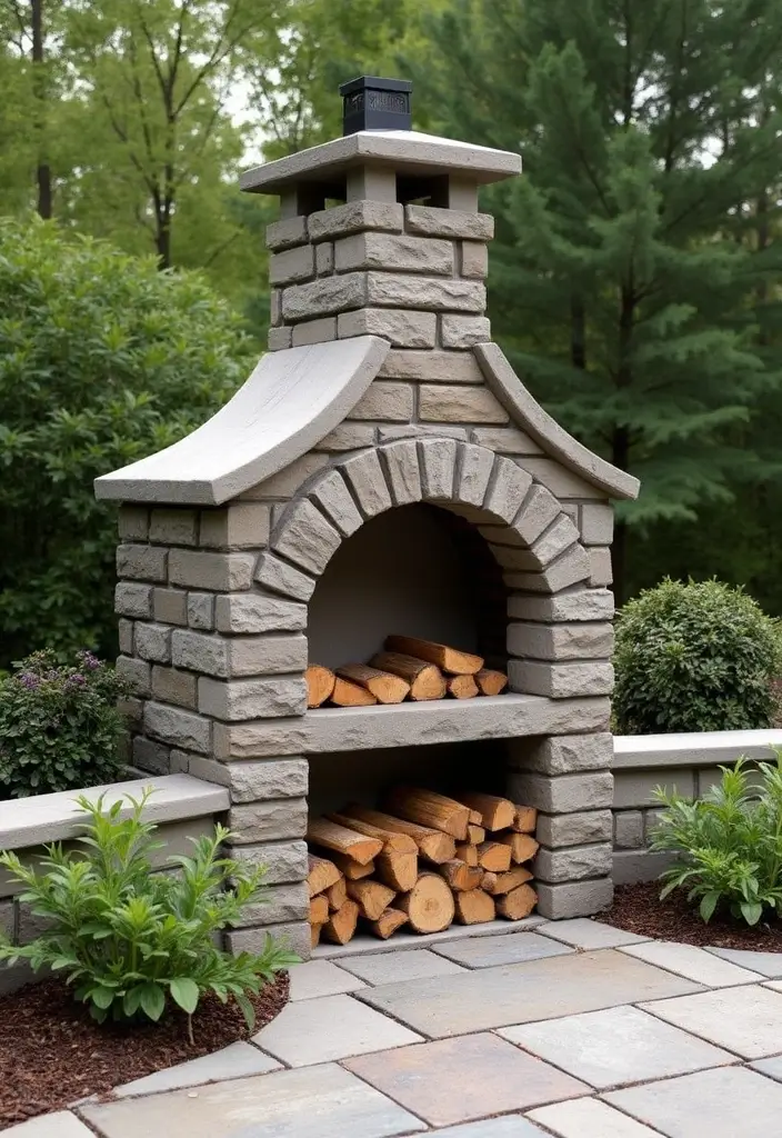 19 Stylish Firewood Storage Ideas That'll Keep Your Yard Looking Sharp (You'll Love #5!) - 8. Elegant Stone Firewood Storage