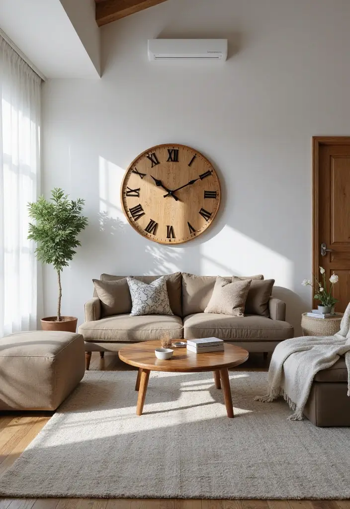 19 Wood Wall Art Ideas That Will Turn Your Living Room into a Statement Space! - 14. Wood Wall Clock
