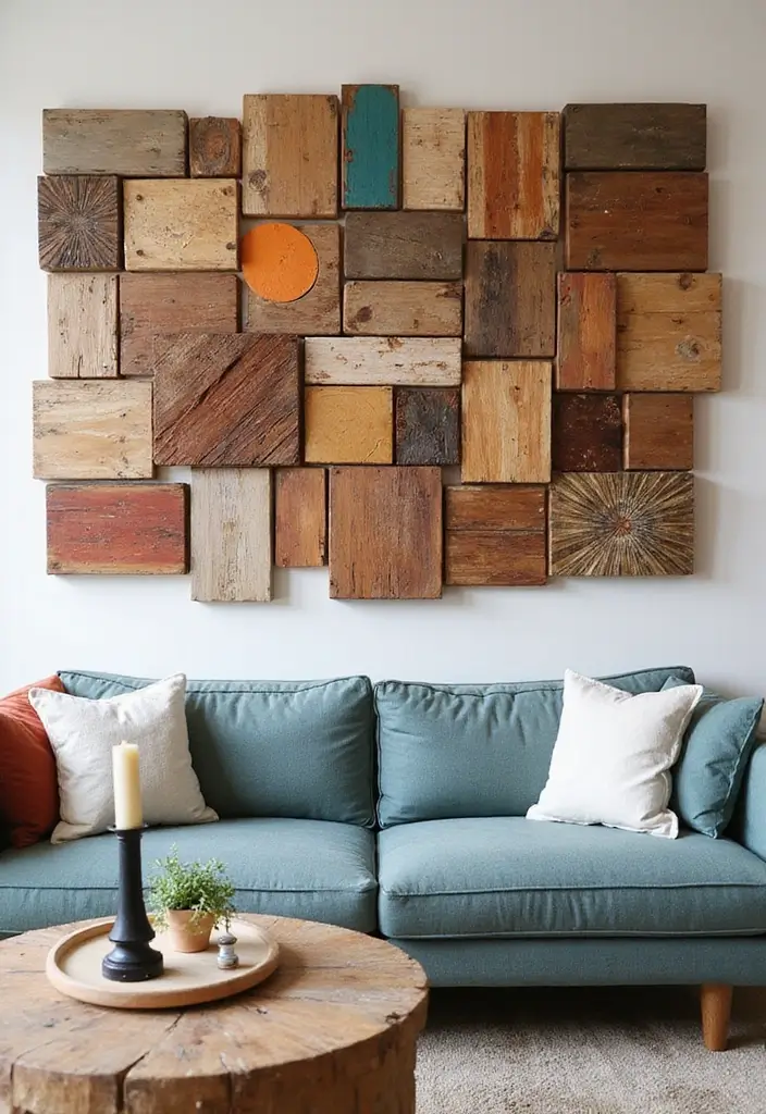 19 Wood Wall Art Ideas That Will Turn Your Living Room into a Statement Space! - 5. Wood Art Collage
