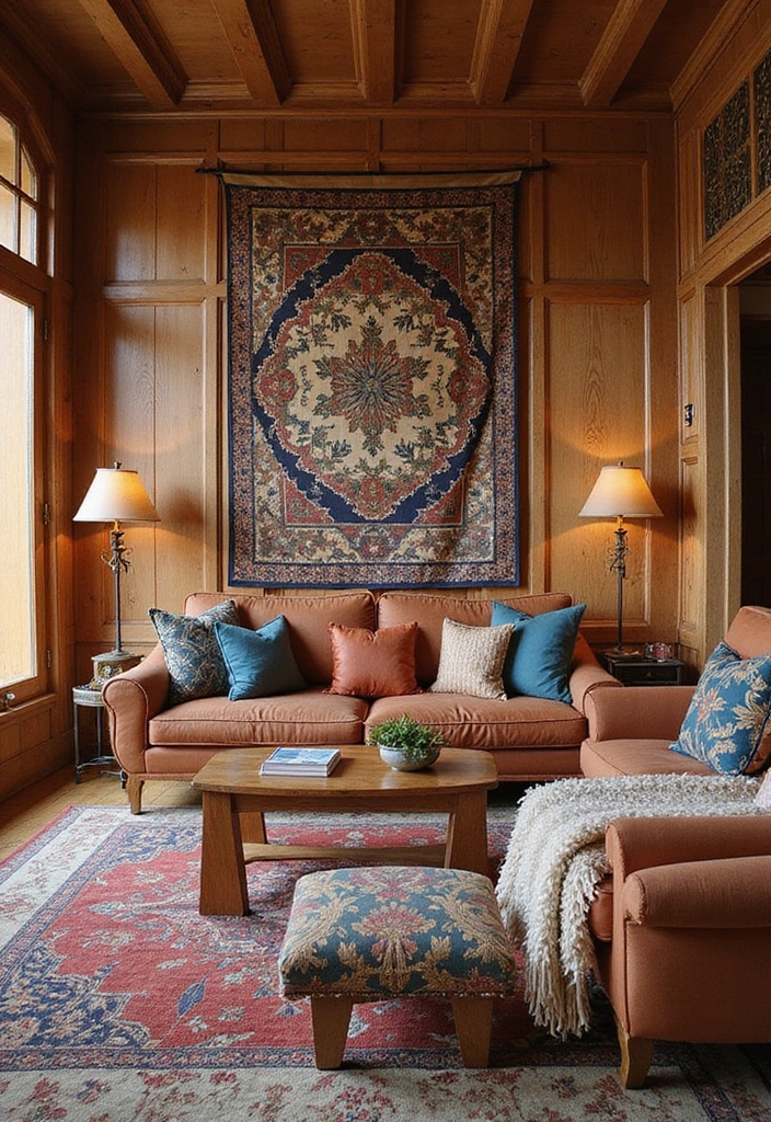 19 Wood Wall Art Ideas That Will Turn Your Living Room into a Statement Space! - 7. Wood and Fabric Combination