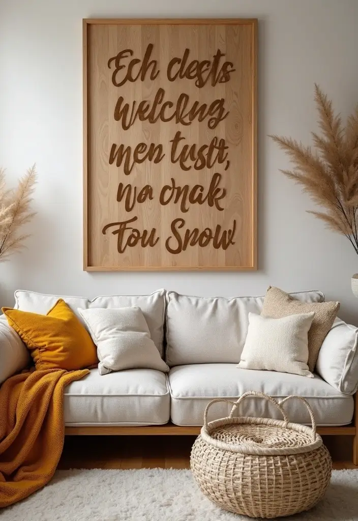 19 Wood Wall Art Ideas That Will Turn Your Living Room into a Statement Space! - 8. Wooden Quotes