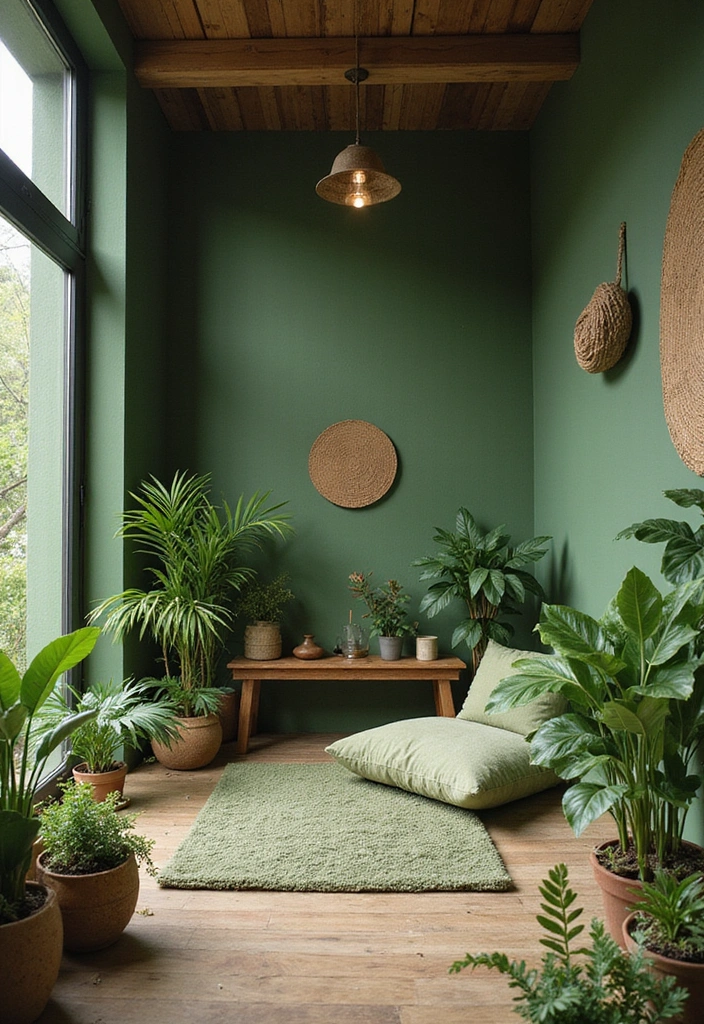 20 Calming Color Schemes for Your Meditation Room (You’ll Love #12!) - 12. Nature-Inspired Green