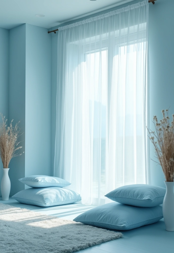 20 Calming Color Schemes for Your Meditation Room (You’ll Love #12!) - 2. Tranquil Light Blue