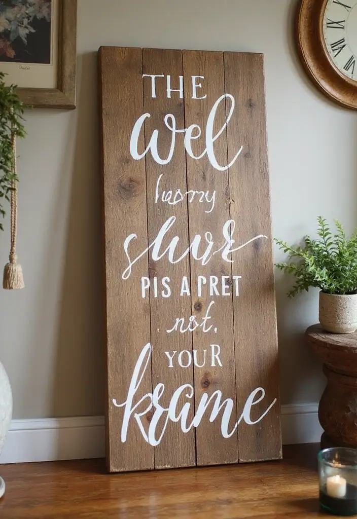 20 DIY Wood Wall Decor Projects You Can Tackle This Weekend (You Won't Believe #8!) - 1. Rustic Wood Plank Sign