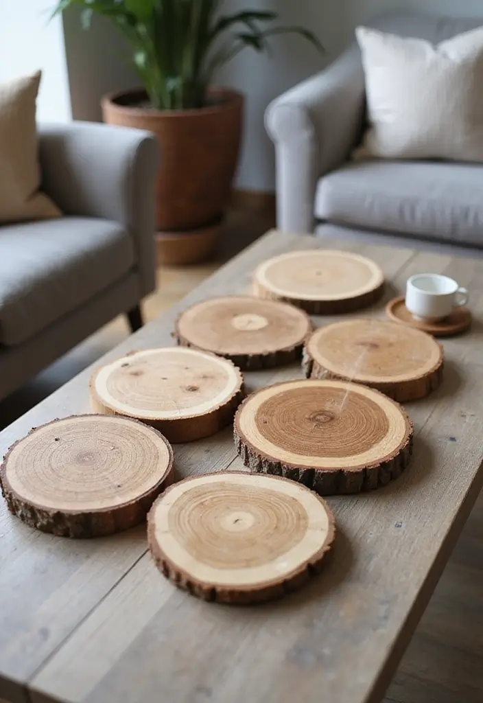 20 DIY Wood Wall Decor Projects You Can Tackle This Weekend (You Won't Believe #8!) - 3. Wood Slice Coasters