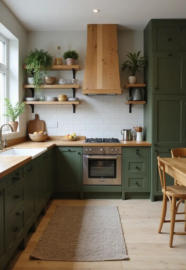 20 Dark Kitchen Cabinet Colors That Bring Drama and Elegance (Beware of #11's Allure!) - 12. Deep Olive: Earthy and Enchanting