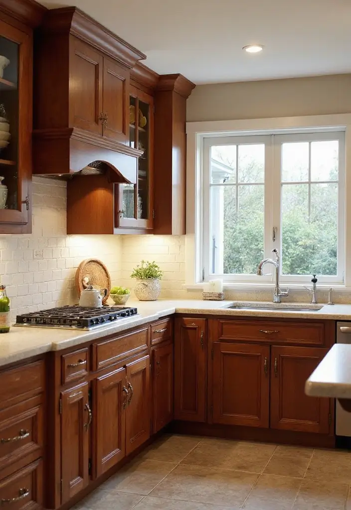 20 Dark Kitchen Cabinet Colors That Bring Drama and Elegance (Beware of #11's Allure!) - 14. Rich Mahogany: Classic and Timeless