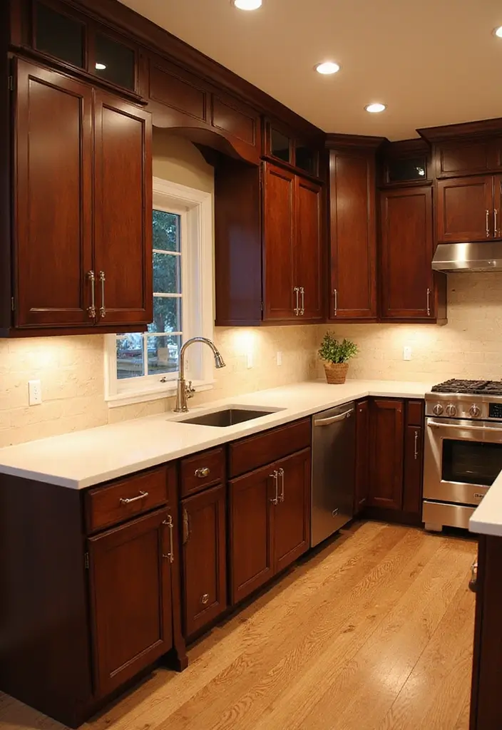 20 Dark Kitchen Cabinet Colors That Bring Drama and Elegance (Beware of #11's Allure!) - 16. Rich Mahogany: Luxurious and Elegant