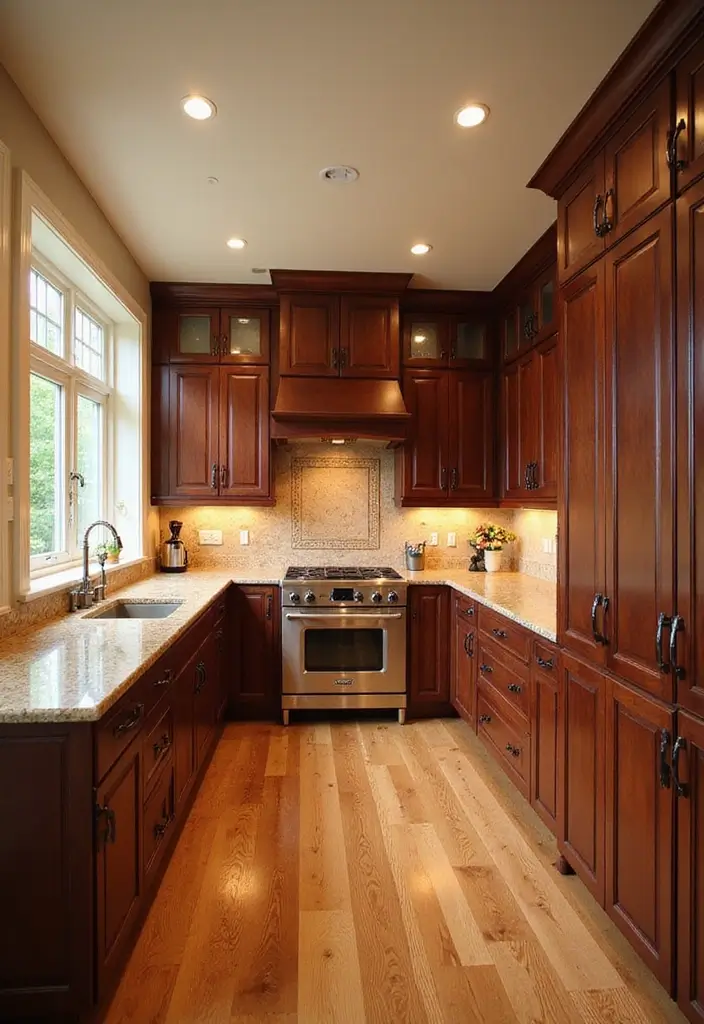 20 Dark Kitchen Cabinet Colors That Bring Drama and Elegance (Beware of #11's Allure!) - 19. Deep Cherry: A Touch of Elegance