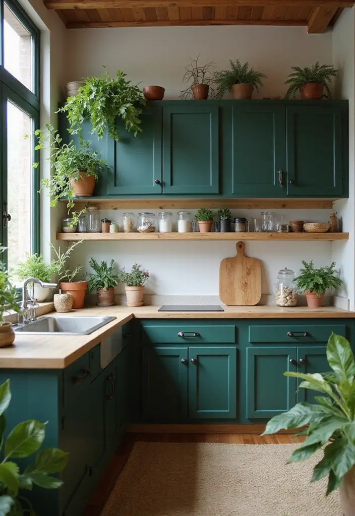 20 Dark Kitchen Cabinet Colors That Bring Drama and Elegance (Beware of #11's Allure!) - 4. Forest Green: Nature’s Embrace