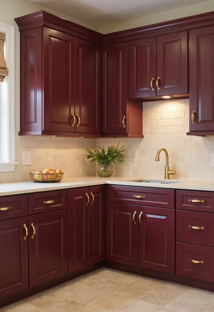 20 Dark Kitchen Cabinet Colors That Bring Drama and Elegance (Beware of #11's Allure!) - 5. Burgundy: A Rich, Bold Choice