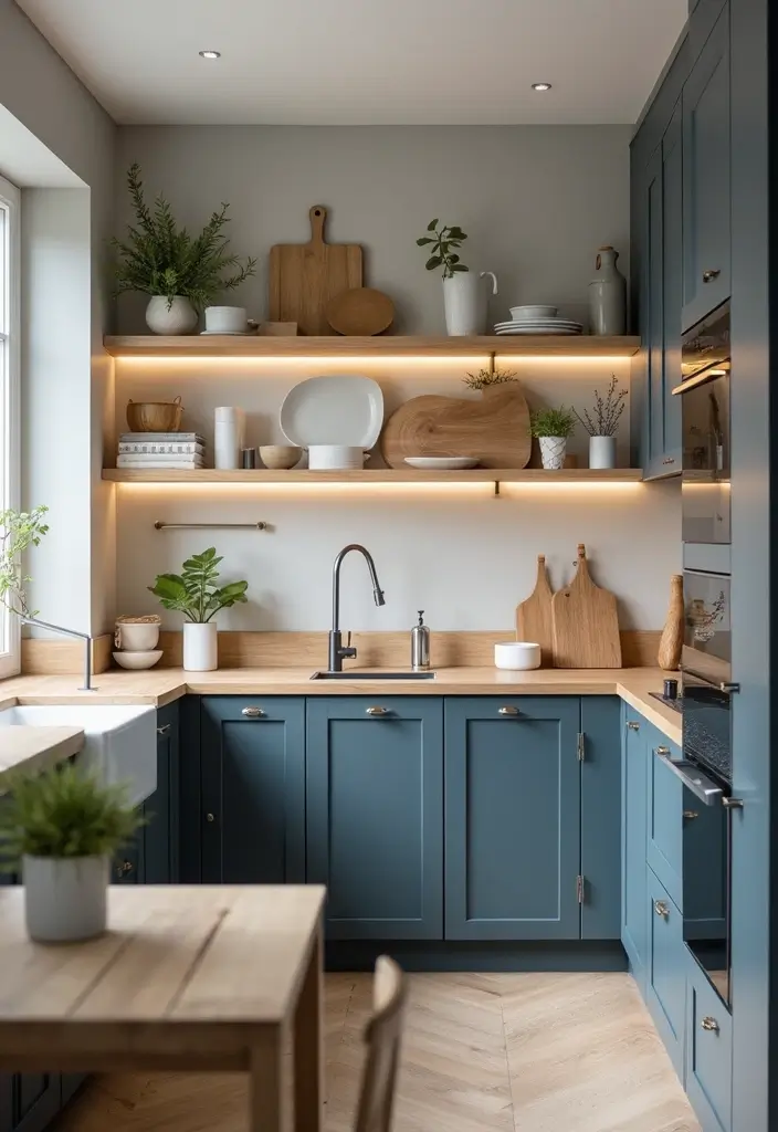 20 Dark Kitchen Cabinet Colors That Bring Drama and Elegance (Beware of #11's Allure!) - 6. Slate Blue: The Understated Beauty