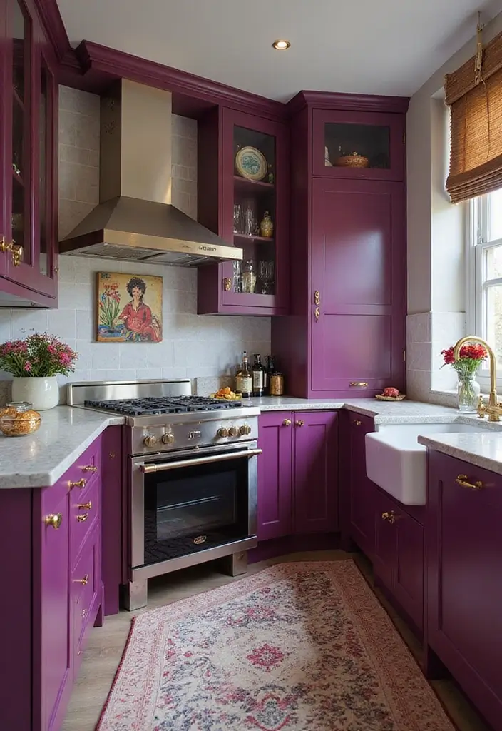 20 Dark Kitchen Cabinet Colors That Bring Drama and Elegance (Beware of #11's Allure!) - 9. Plum: A Unique Twist