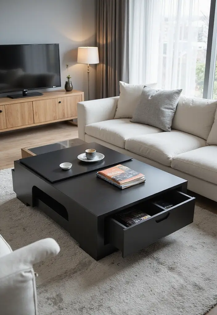 20 Functional Coffee Table Ideas That Are Both Stylish and Practical (You’ll Be Amazed by #11!) - 10. Multi-Function Coffee Table