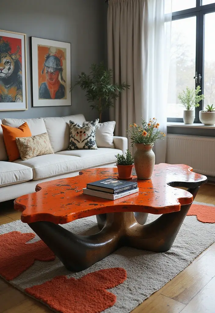 20 Functional Coffee Table Ideas That Are Both Stylish and Practical (You’ll Be Amazed by #11!) - 12. Statement Coffee Table