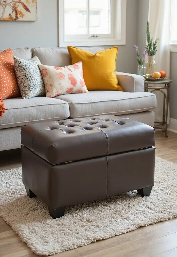20 Functional Coffee Table Ideas That Are Both Stylish and Practical (You’ll Be Amazed by #11!) - 2. Storage Ottoman