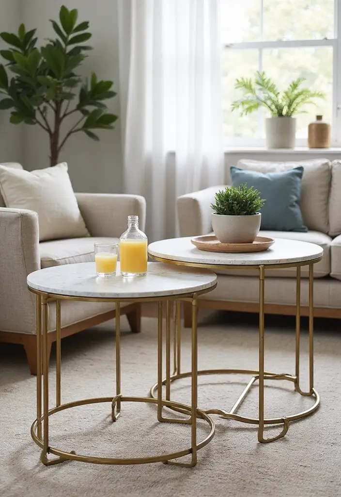20 Functional Coffee Table Ideas That Are Both Stylish and Practical (You’ll Be Amazed by #11!) - 3. Nesting Tables