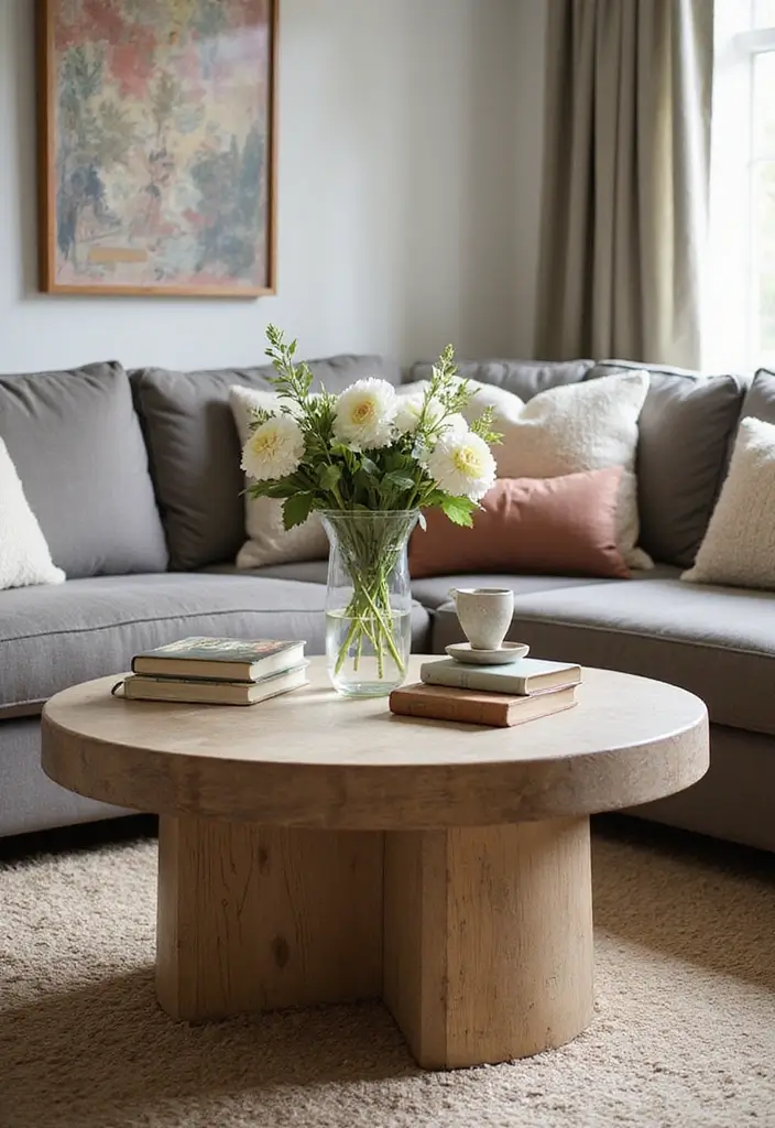 20 Functional Coffee Table Ideas That Are Both Stylish and Practical (You’ll Be Amazed by #11!) - 5. Round Coffee Table