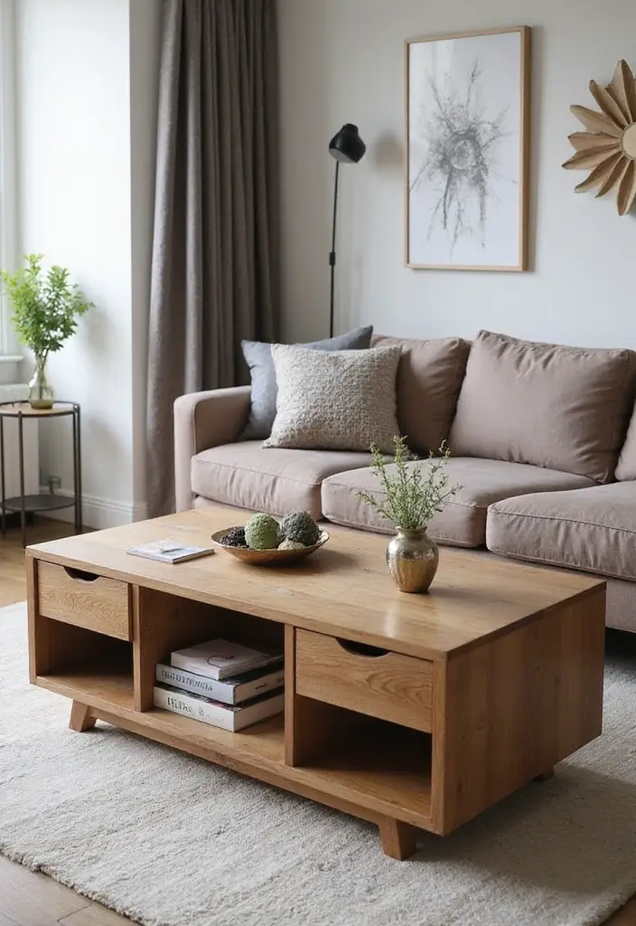 20 Functional Coffee Table Ideas That Are Both Stylish and Practical (You’ll Be Amazed by #11!) - 6. Coffee Table with Built-in Storage