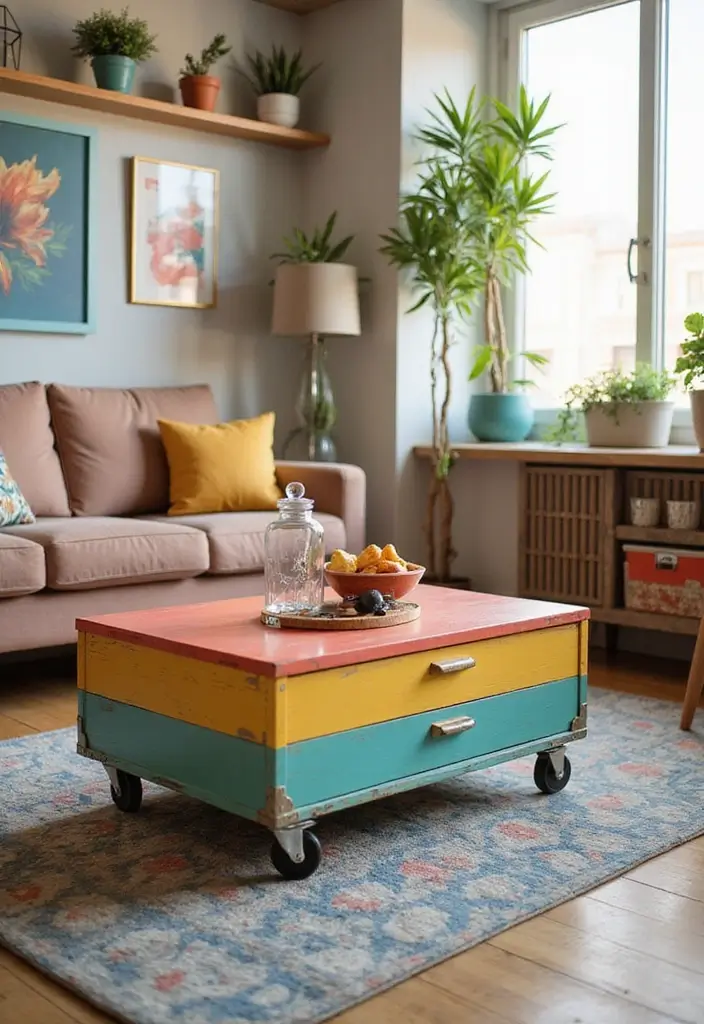 20 Functional Coffee Table Ideas That Are Both Stylish and Practical (You’ll Be Amazed by #11!) - 8. Coffee Table with Wheels