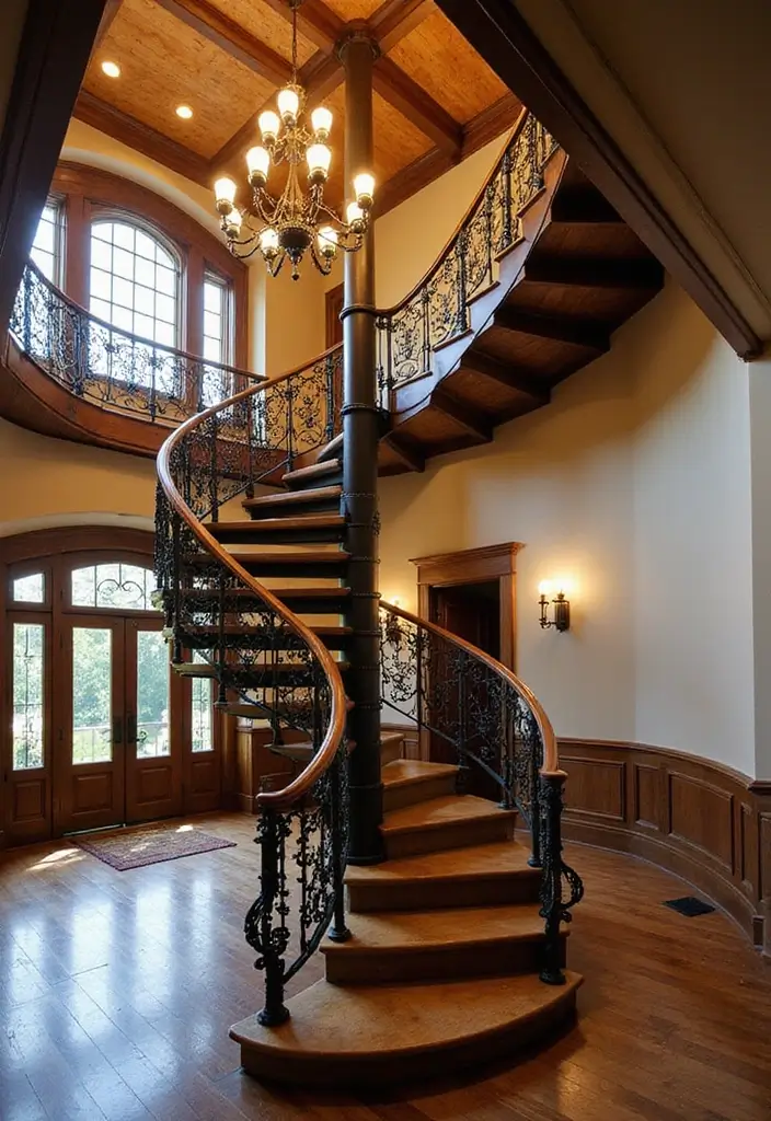 20 Luxurious Staircase Concepts That'll Make You Feel Like Royalty in Your Own Home! - 1. The Grand Spiral Staircase