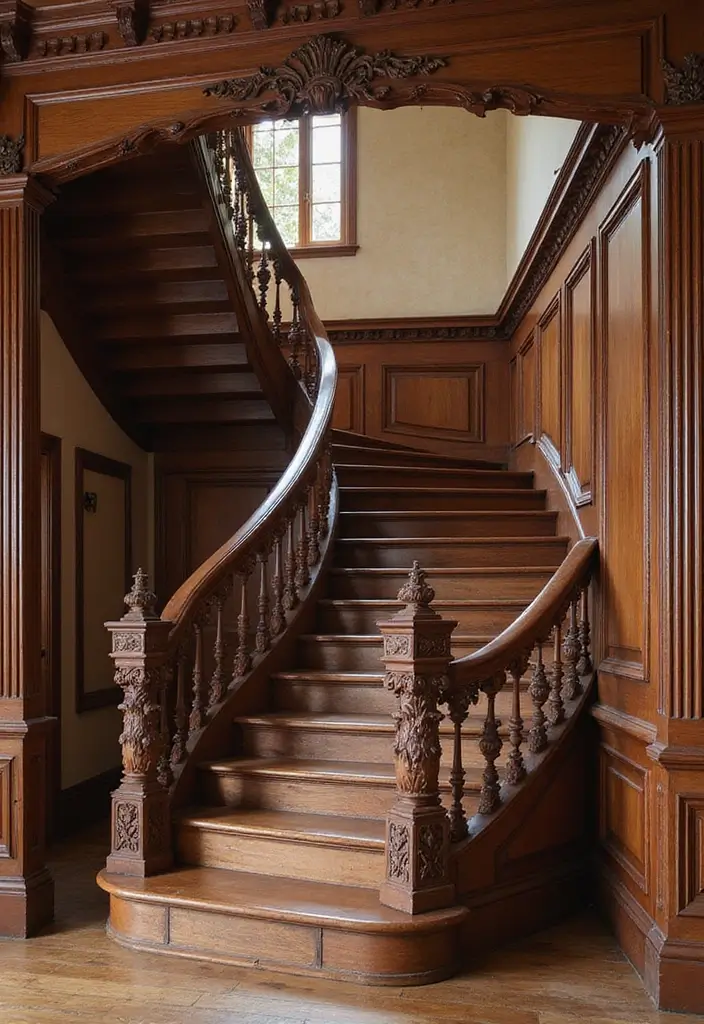 20 Luxurious Staircase Concepts That'll Make You Feel Like Royalty in Your Own Home! - 12. Vintage Revival