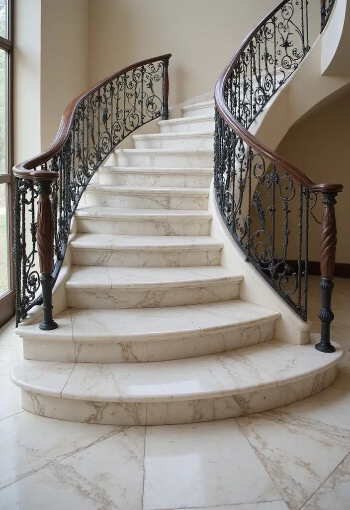 20 Luxurious Staircase Concepts That'll Make You Feel Like Royalty in Your Own Home! - 3. Marble Majesty