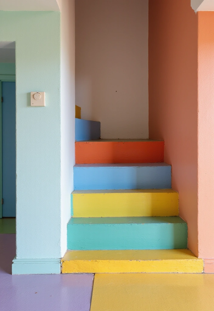 20 Luxurious Staircase Concepts That'll Make You Feel Like Royalty in Your Own Home! - 6. Bold Color Accents